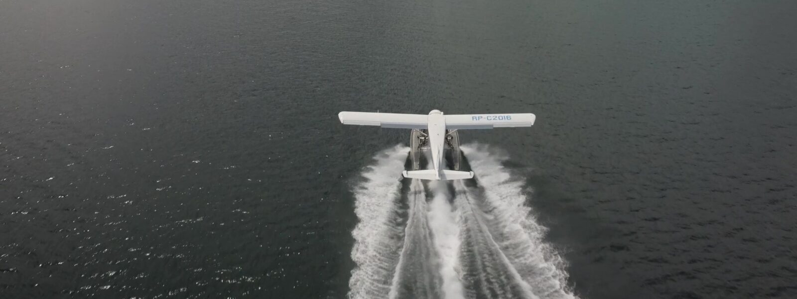 Seaplane taking off on the ocean